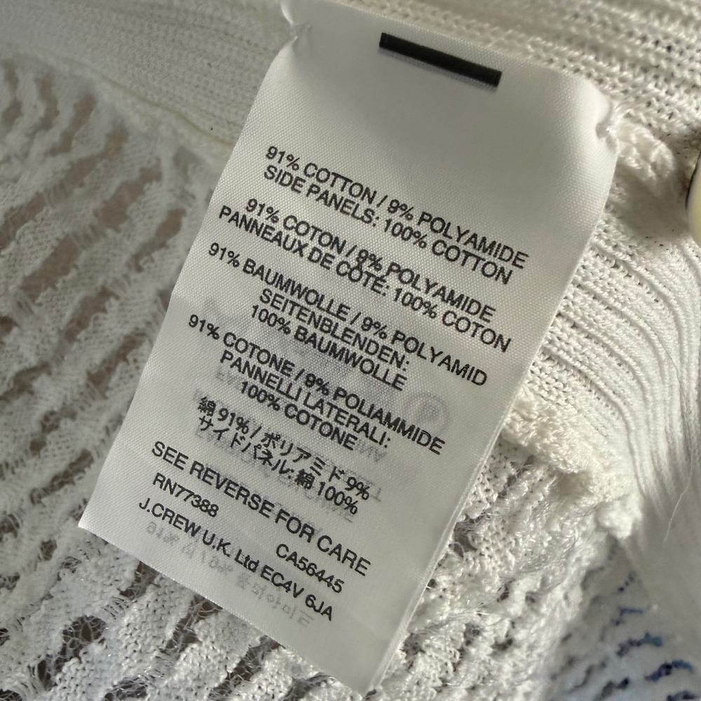 J. Crew Collection White Open Knit Button Down Polo Shirt Short Sleeve Size XS - Picture 9 of 10